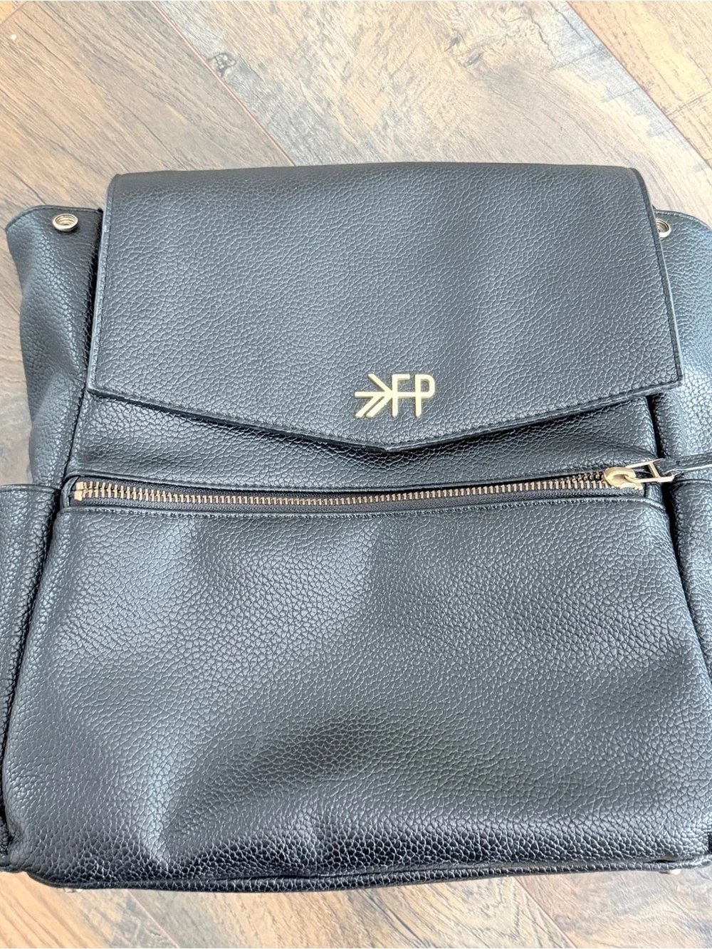 Freshly Picked Classic Diaper Backpack bag Black vegan pebbled leather large